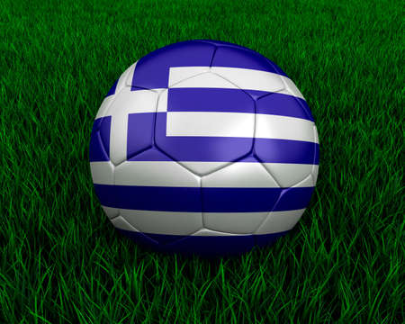 Greek soccer ball in grass.の写真素材