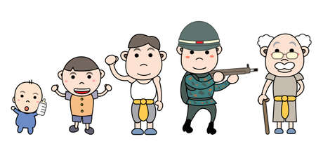stages of growing up from baby to oldのイラスト素材