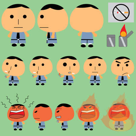 Mad Men, smoking too much and hurt and hurt himself and was burned to death.のイラスト素材