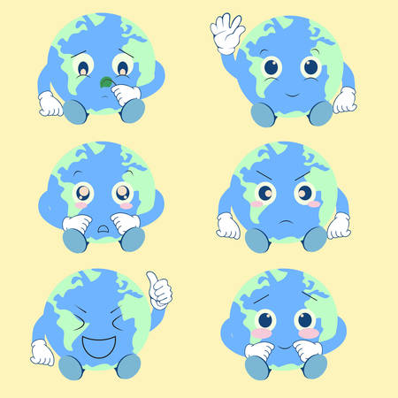 collection expression of cute earthのイラスト素材