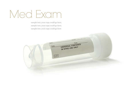 Studio image of a Universal Specimen Container with soft shadows on a white surface. Copy space.