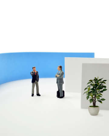 A business concept image of two business men with selective focus against a white background  Copy space の写真素材