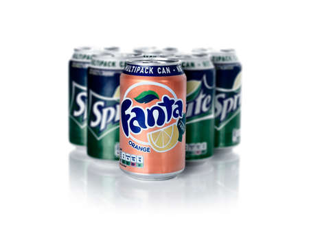 NOTTINGHAM, UNITED KINGDOM - MARCH 26, 2016: Fanta is a global brand of fruit-flavored carbonated...