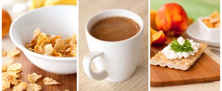 collage of three breakfast picturesの写真素材