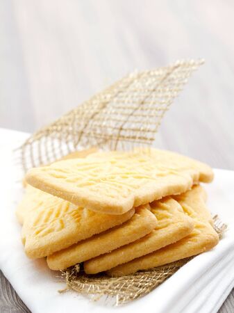 many speculatius stacked and decoratedの写真素材