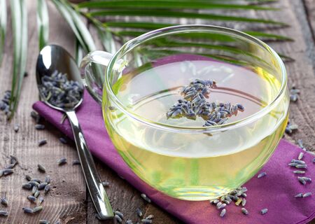 fresh lavender tea in a glass の写真素材