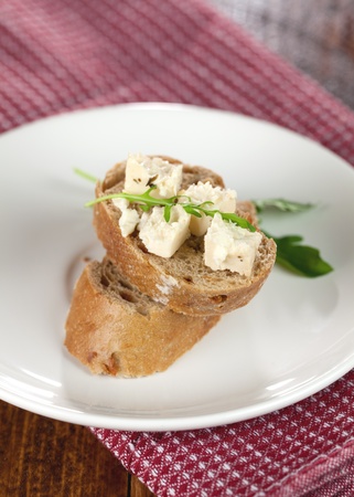 baguette bread with feta cheese for appetizer の写真素材