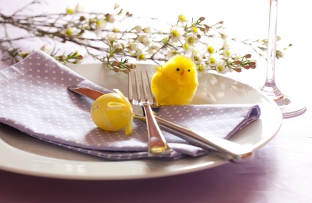 table setting for easter の写真素材