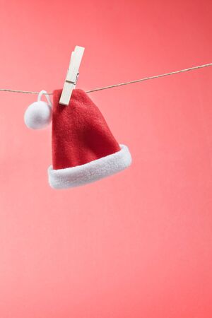 santa hat on cord with copy space の写真素材