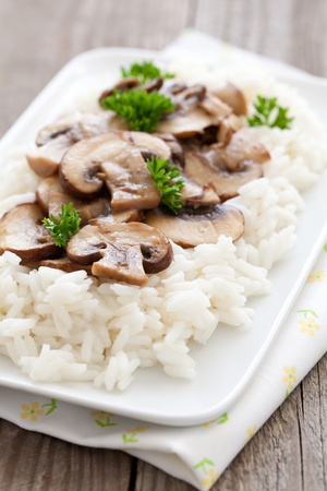risotto with mushrooms and parsleyの写真素材