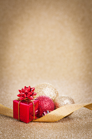 christmas card with present and copy space  の写真素材