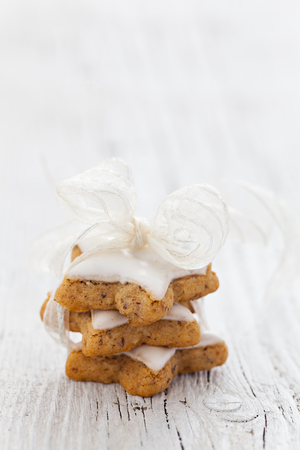 cookies with bow and copy spaceの写真素材