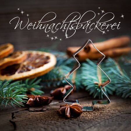 christmas cookie cutter and spices  の写真素材