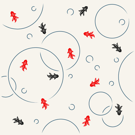 Goldfish, Japanese patternのイラスト素材