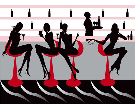 bar restaurant coffee women Illustrationのイラスト素材