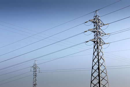 Crossing High Voltage Polesの写真素材