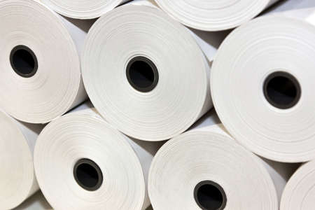 A set of White Paper Rolls fro POS Printersの写真素材