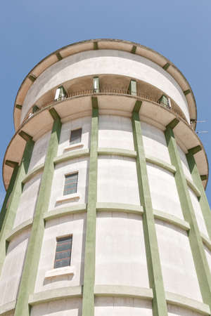 Round watch-tower viewed from below in Portugalの写真素材
