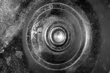 Closeup of grunge and stained metal form 