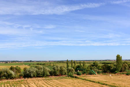 Blue sky over green field oin Portugal lowlands