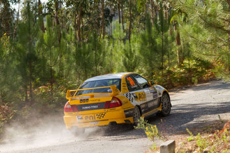 POMBAL, PORTUGAL - SEPTEMBER 22: Daniel Nunes drives a Mitsubishi Lancer EVO VI during Rally Centro de Portugal 2012, in Pombal, Portugal on September 22, 2012.のeditorial素材