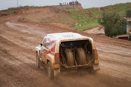 PORTALEGRE, PORTUGAL - NOVEMBER 3: Miroslav Zapletal drives a H3 EVO in BAJA 500, integrated on FIA World Cup for Cross-Country Rallies, in Portalegre, Portugal on November 3, 2012.のeditorial素材
