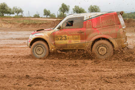 PORTALEGRE, PORTUGAL - NOVEMBER 3: Jose Lucas drives a Mitsubishi Pajero in BAJA 500, integrated on...
