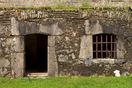 Stone ancient facade from an fortress in Portugalの写真素材