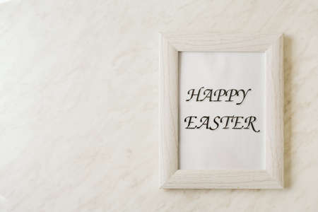 Easter concept. Happy Easter greeting card in frame with copy spaceの写真素材