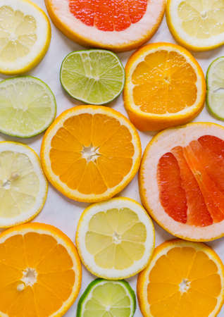 Mixed citrus fruit backgroundの写真素材