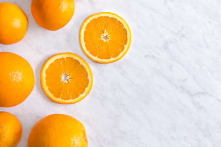 Top view of orange with copy spaceの写真素材