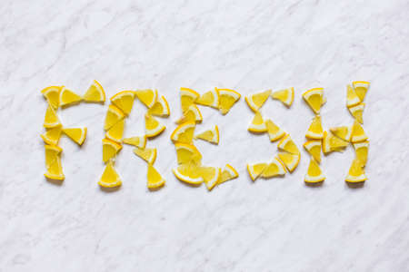 FRESH letters made of lemonの写真素材