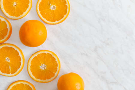 Top view of orange with copy spaceの写真素材