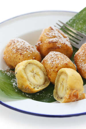 fried banana fritters , pisang goreng の写真素材