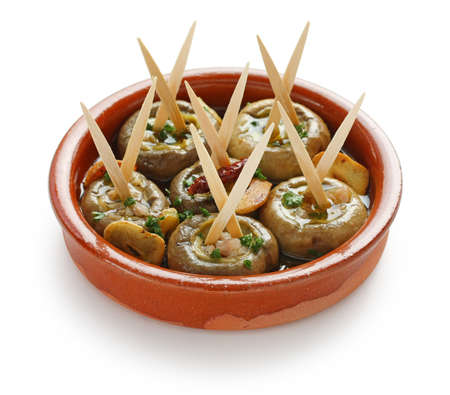 champinones al ajillo , garlic mushrooms , spanish tapas dishの写真素材