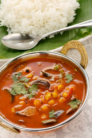 sambar and rice, south indian cuisineの写真素材