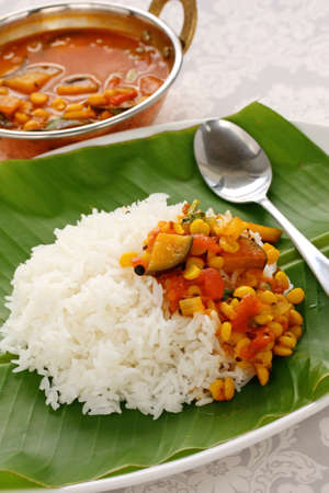 sambar and rice, south indian cuisineの写真素材