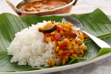 sambar and rice, south indian cuisineの写真素材
