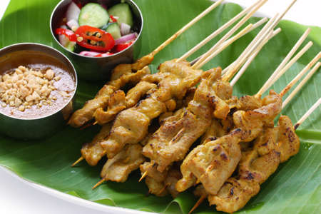 beef satay, pork satay, thai cuisineの写真素材
