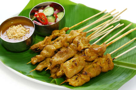 beef satay, pork satay, thai cuisineの写真素材