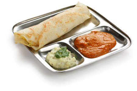 masala dosa, crispy crepe stuffed spiced potatoes, south indian foodの写真素材