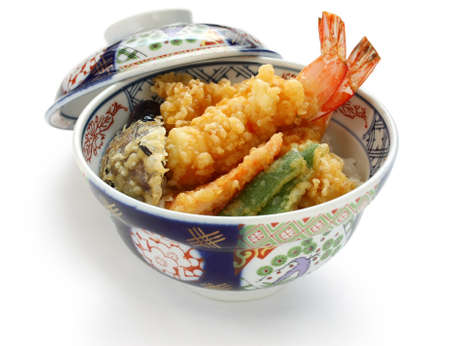 prawn tempura bowl, japanese foodの写真素材