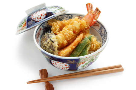 prawn tempura bowl, japanese foodの写真素材