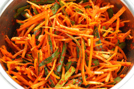 making kimchi process, yangnyeom ingredients, korean foodの写真素材