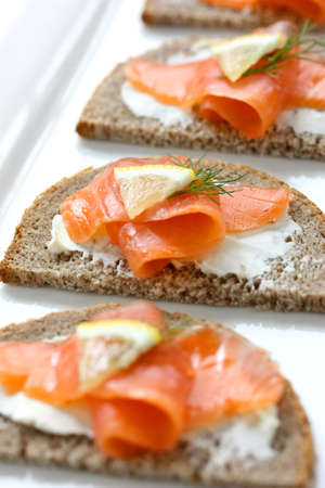 smoked salmon canapesの写真素材