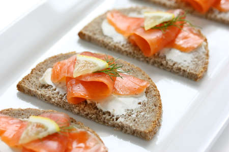 smoked salmon canapesの写真素材