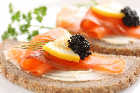 smoked salmon canapesの写真素材