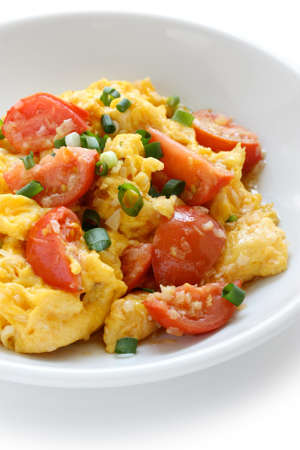 scrambled eggs with tomatoes, chinese foodの写真素材