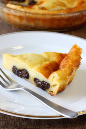 far breton, brittany prune custard pudding cake, french dessertの写真素材