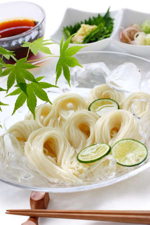 somen, fine wheat noodles, japanese summer foodの写真素材